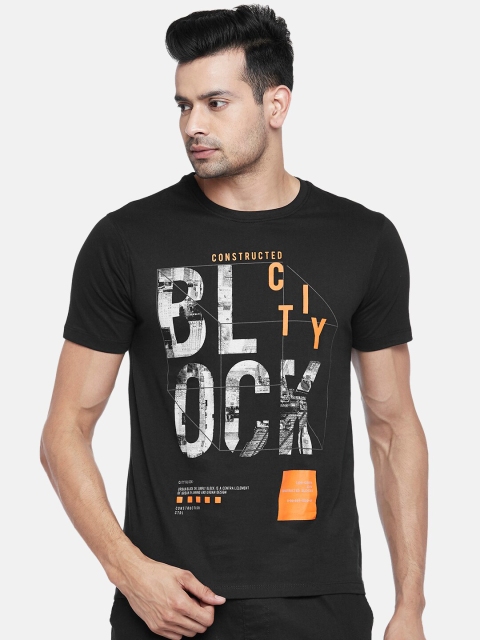 

Urban Ranger by pantaloons Men Black Printed Raw Edge Slim Fit T-shirt