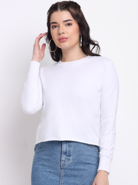 

TAG 7 Women White Pure Cotton Sweatshirt