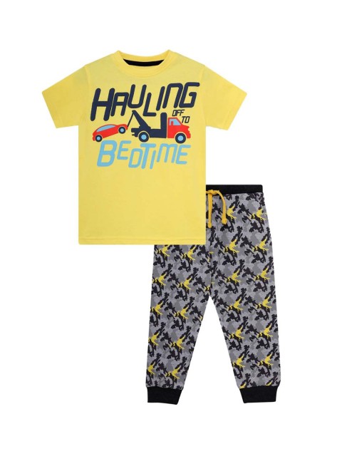 

THETA Boys Yellow & Grey Pure Cotton Printed Night suit