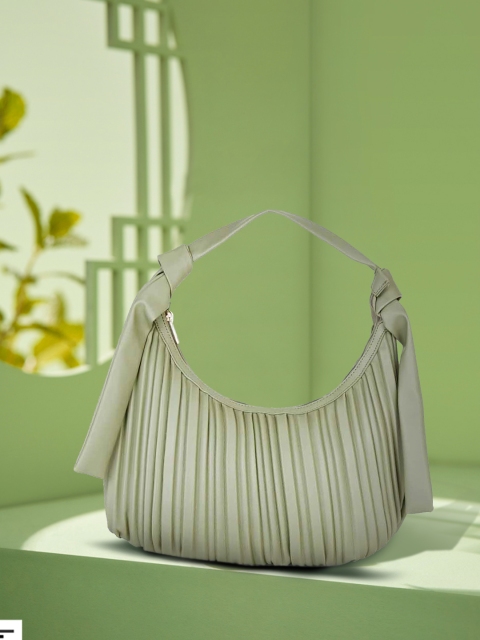 

Forever Glam by Pantaloons Green Striped Hobo Bag