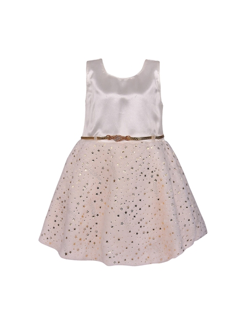 

Wish Karo White Satin A-Line Frock Dress