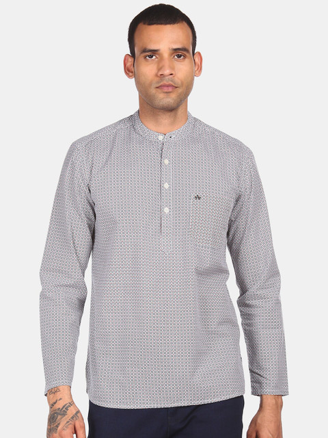 

Arrow Sport Men White Opaque Printed Casual Cotton Shirt