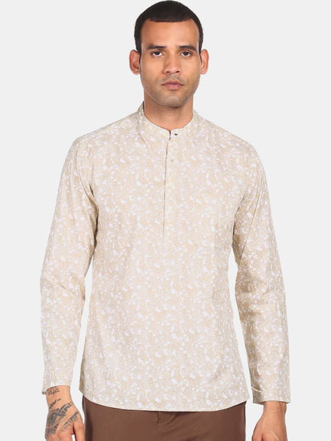 

Arrow Sport Men Beige & White Floral Printed Kurta