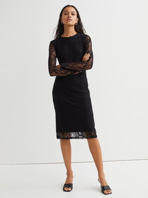

H&M Women Black Lace Bodycon Dress