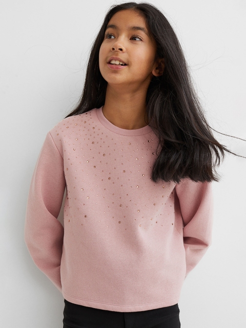 

H&M Girls Pink & Gold Appliqud Sweatshirt