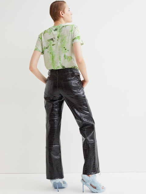 

H&M Women Black Vegan Leather Trousers