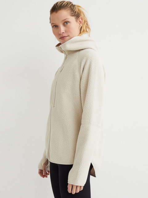 

H&M Women Beige Solid Fleece Outdoor Jacket