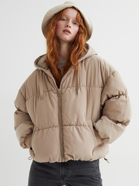 

H&M Women Beige Boxy Puffer Jacket