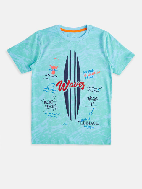 

Pantaloons Junior Boys Blue Typography Printed T-shirt