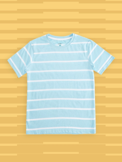 

Pantaloons Junior Boys Blue & White Pure Cotton Striped T-shirt