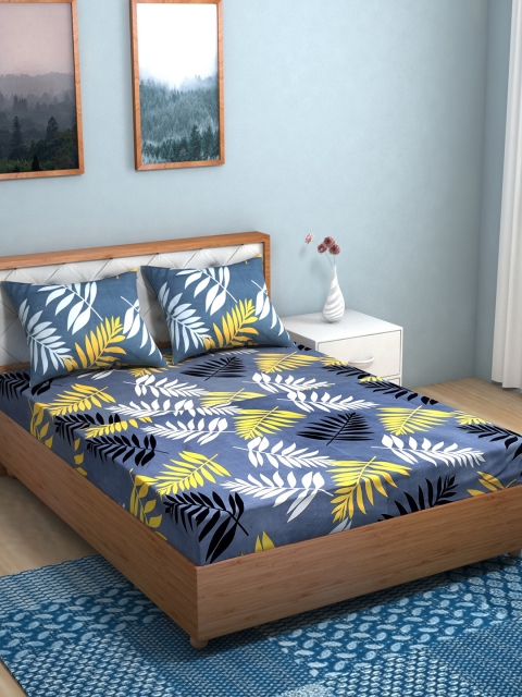 

TAG 7 Grey & White Floral 210 TC 2 King Bedsheet with 4 Pillow Covers