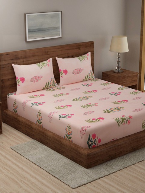 

TAG 7 Set Of 2 Pink & Red Floral 210 TC 2 King Bedsheet with 4 Pillow Covers