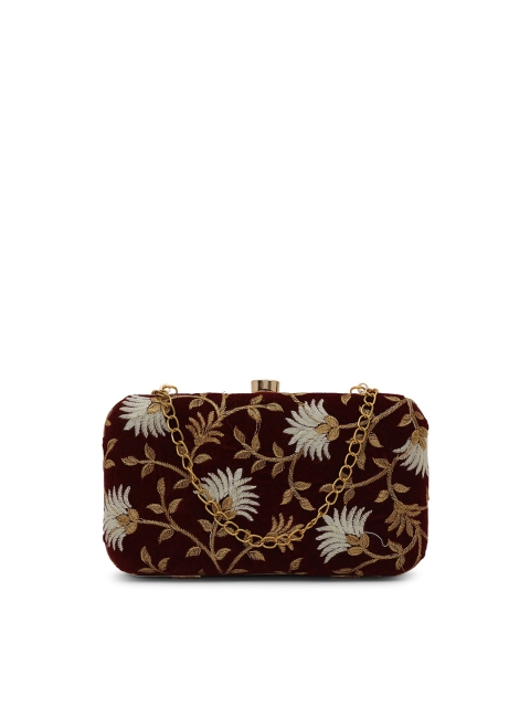 

gaura pakhi Black & Gold-Toned Embroidered Purse Clutch