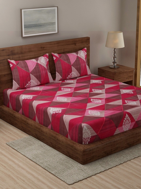 

TAG 7 Blue & Pink Conversational 210 TC 2 King Bedsheet with 4 Pillow Covers