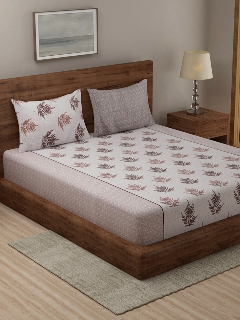 

TAG 7 Blue & Brown Ethnic Motifs 210 TC 2 King Bedsheet with 4 Pillow Covers