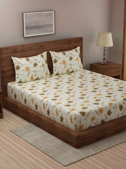 

TAG 7 Blue & Cream-Coloured Graphic 210 TC 2 King Bedsheet with 4 Pillow Covers