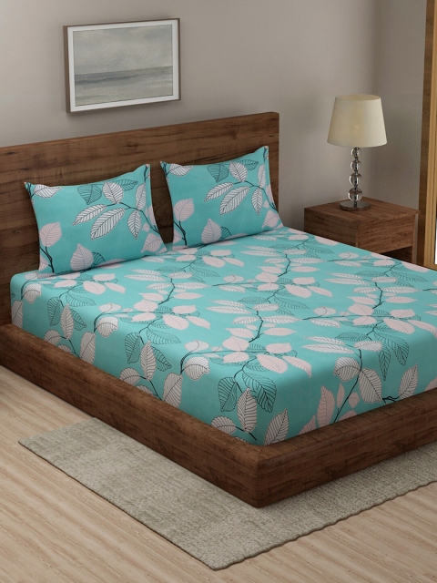 

TAG 7 Blue & White 210 TC 2 Cotton King Bedsheet with 4 Pillow Covers