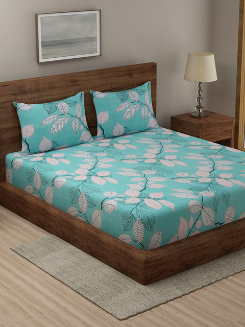 

TAG 7 Pack Of 2 Printed 210 TC 2 King Bedsheet with 4 Pillow Covers, Yellow