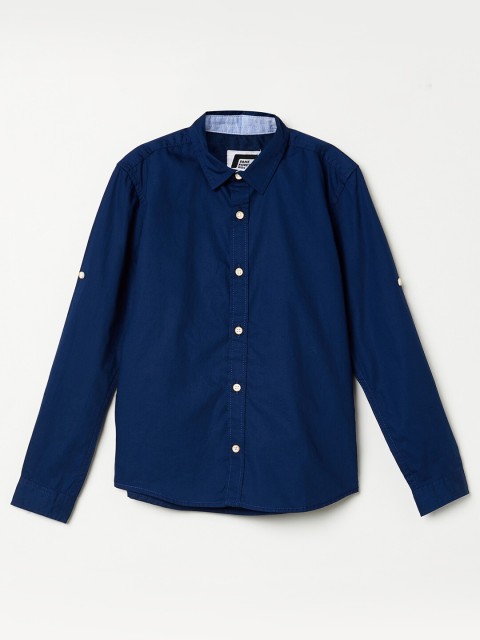 

Fame Forever by Lifestyle Boys Navy Blue Solid Opaque Pure Cotton Casual Shirt