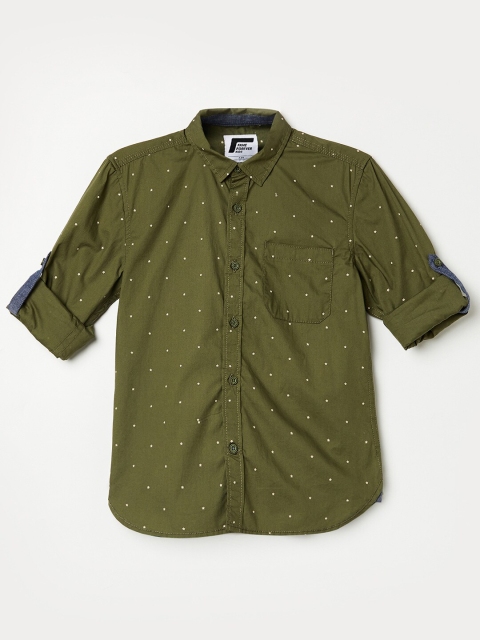 

Fame Forever by Lifestyle Boys Olive Green Opaque Printed Cotton Casual Shirt