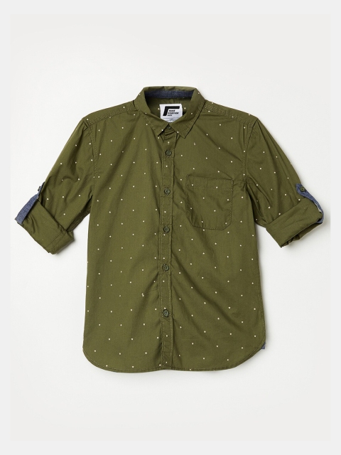 

Fame Forever by Lifestyle Boys Olive Green Opaque Printed Casual Shirt