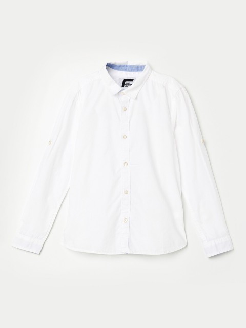 

Fame Forever by Lifestyle Boys White Solid Pure Cotton Casual Shirt