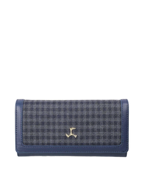 

Mochi Navy Blue & Grey Checked Embellished Envelope Clutch