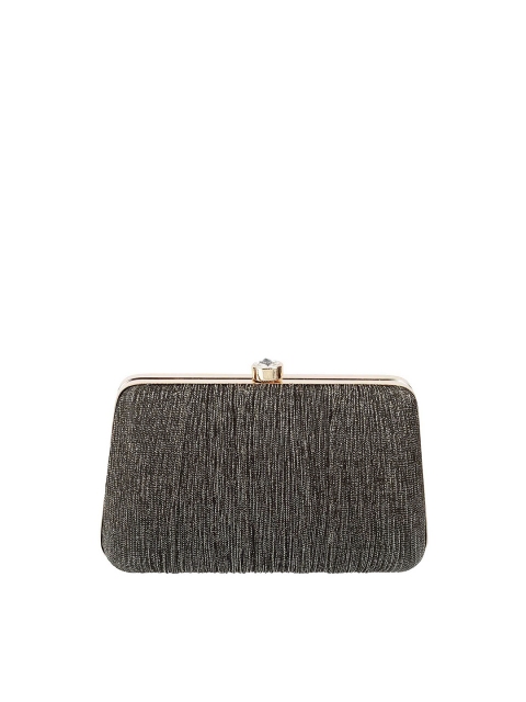 

Mochi Black & Gold-Toned Textured Box Clutch