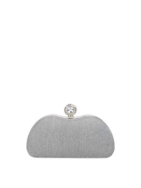 

Mochi Women Mochi Gun Metal-Toned & Embellished Box Clutch, Grey