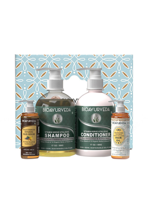 

BIOAYURVEDA Organic Hair Care Pack- Oil Shampoo Conditioner & Serum, Green