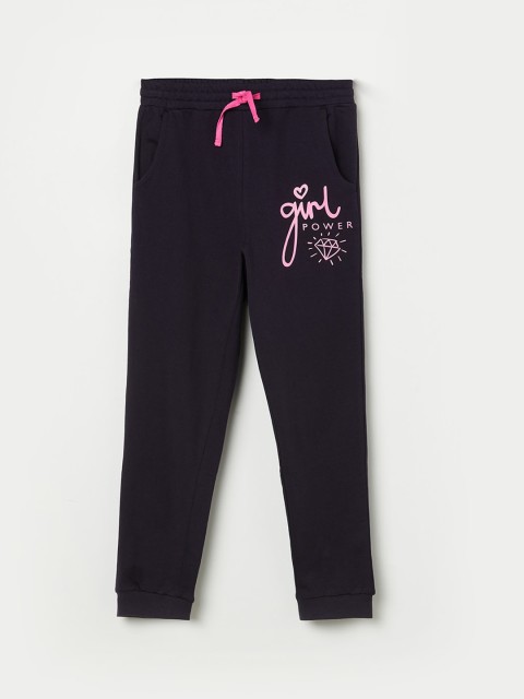 

Fame Forever by Lifestyle Girls Navy Blue Solid Pure Cotton Joggers