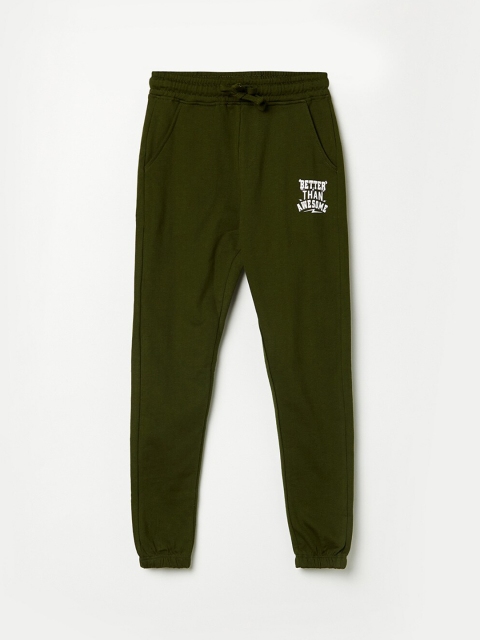 

Fame Forever by Lifestyle Boys Olive Green Coloured Solid Pure Cotton Joggers