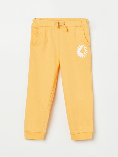 

Juniors Girls Yellow Solid Pure Cotton Joggers