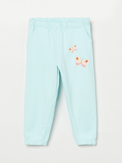 

Juniors Girls Green & Pink Printed Cotton Track Pants