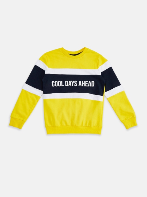 

Pantaloons Junior Boys Yellow Colourblocked Sweatshirt