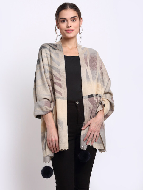 

LOOM LEGACY Women Beige & Brown Woven Design Acrylic Wool Stole