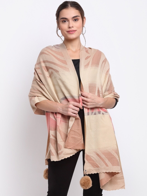 

LOOM LEGACY Women Beige & Brown Woven Design Stole