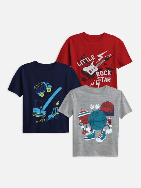 

Trampoline Boys 3 Printed Cotton T-shirts, Navy blue