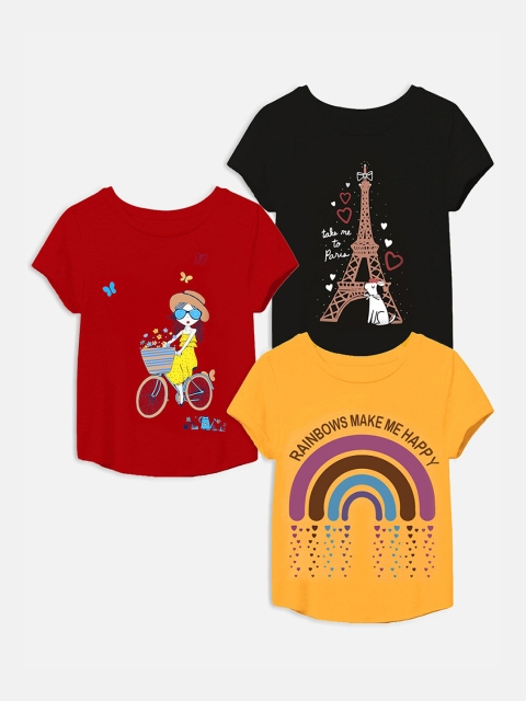 

Trampoline Girls Multicoloured Pack of 3 Printed Extended Sleeves T-shirt, Multi