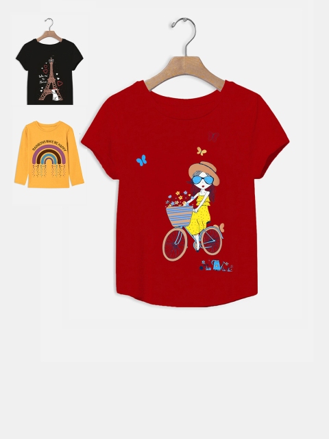 

Trampoline Girls Pack Of 3 Multicoloured Printed T-shirt, Multi