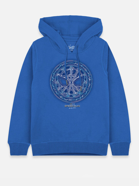 

Kids Ville Boys Blue & Off-White Spider-Man Printed Hooded Sweatshirt