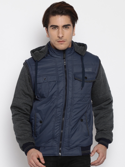 

Fort Collins Navy Hooded Jacket with Detachable Sleeves, Navy blue