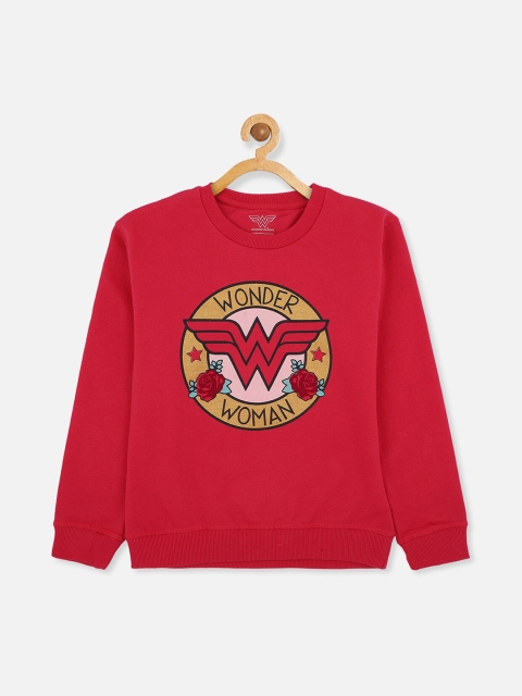 

Kids Ville Girls Pink Wonder Woman Printed Sweatshirt