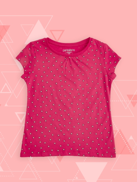 

Pantaloons Junior Girls Fuchsia Printed Pure Cotton T-shirt