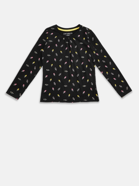 

Pantaloons Junior Girls Black Printed T-shirt