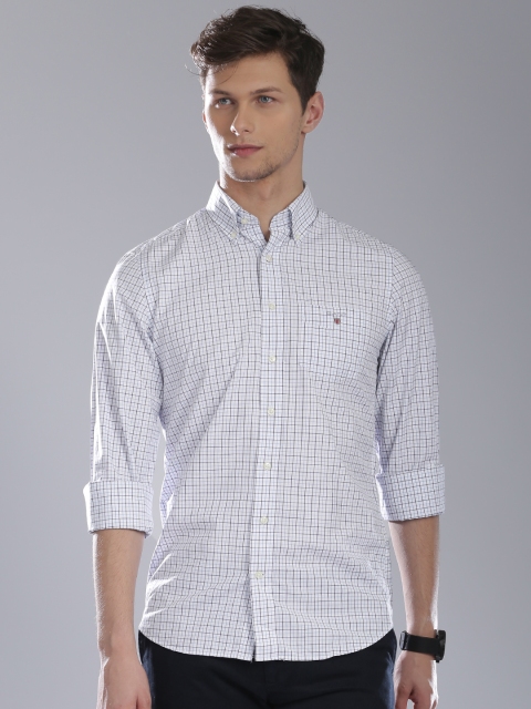 

GANT Men White & Blue Checked Casual Shirt