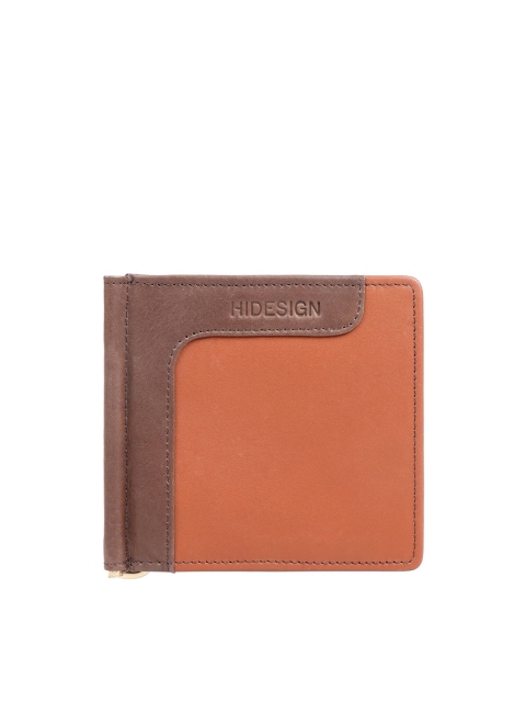 

Hidesign Men Tan & Brown Textured Leather Two Fold Wallet