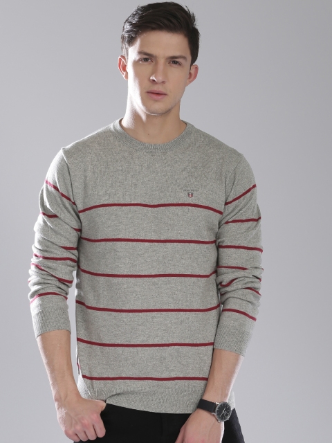 

GANT Men Grey Striped Sweater