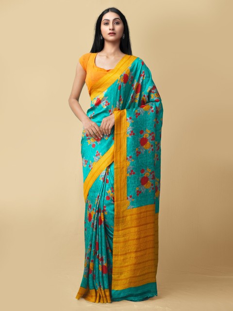 

Unnati Silks Women Green & Yellow Pure Handloom Bangalore Silk Saree
