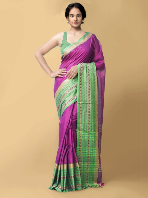 

Unnati Silks Purple & Green Pure Cotton Narayan Peth Saree